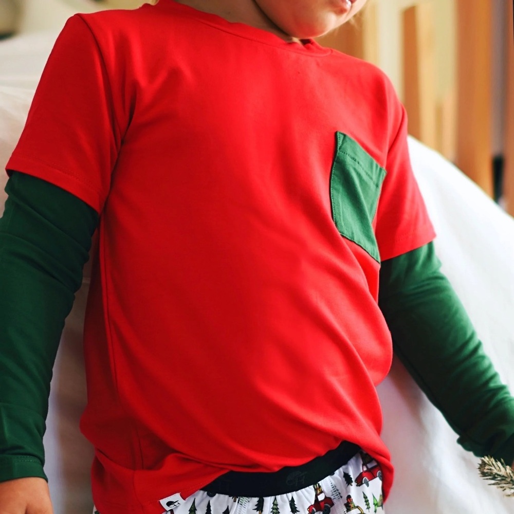 EUC George Hats Holiday Bamboo Layered Tee